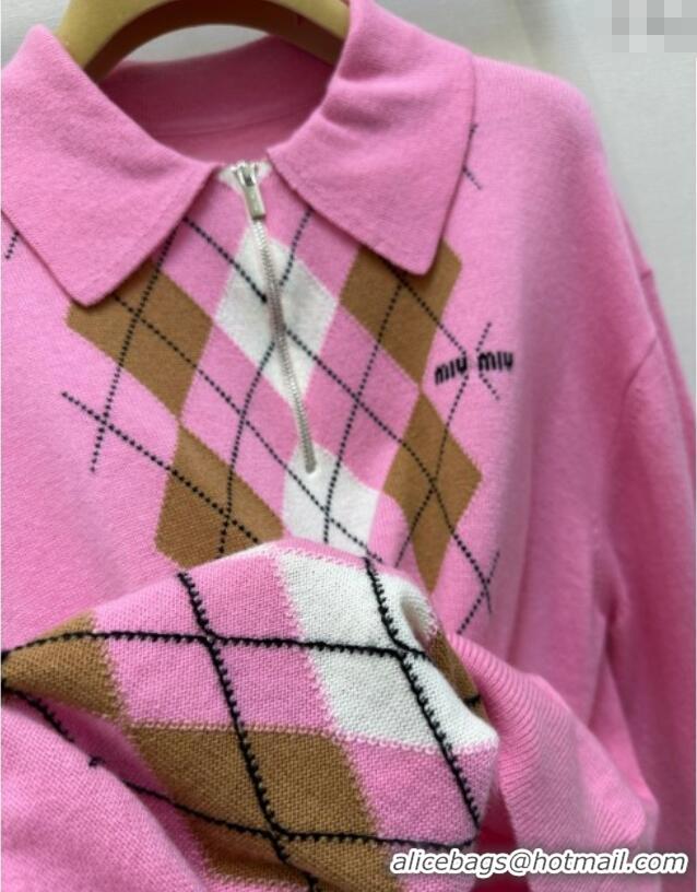 Best Grade Miu Miu Cashmere Polo Shirt MM101408 Pink 2025