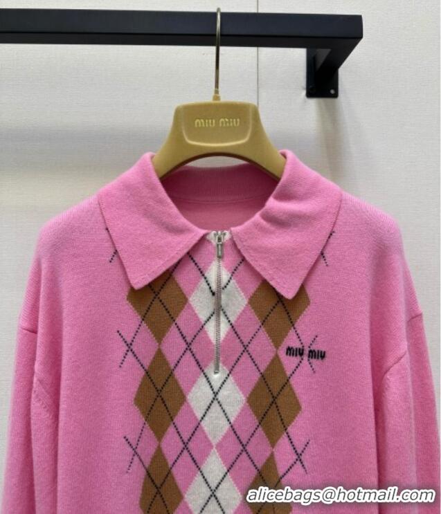 Best Grade Miu Miu Cashmere Polo Shirt MM101408 Pink 2025