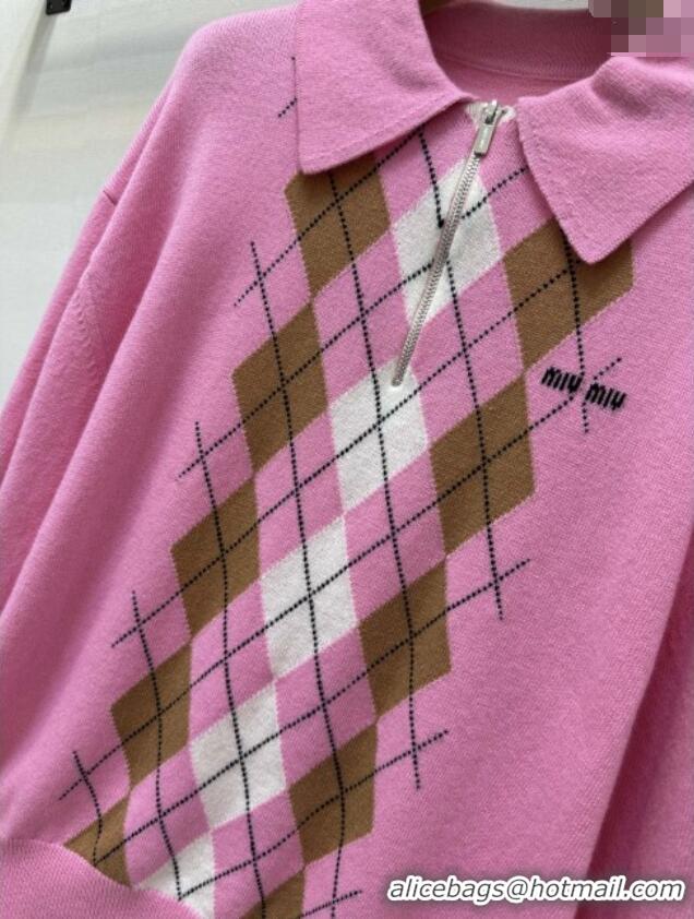 Best Grade Miu Miu Cashmere Polo Shirt MM101408 Pink 2025