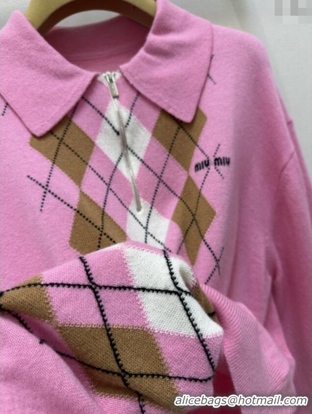 Best Grade Miu Miu Cashmere Polo Shirt MM101408 Pink 2025