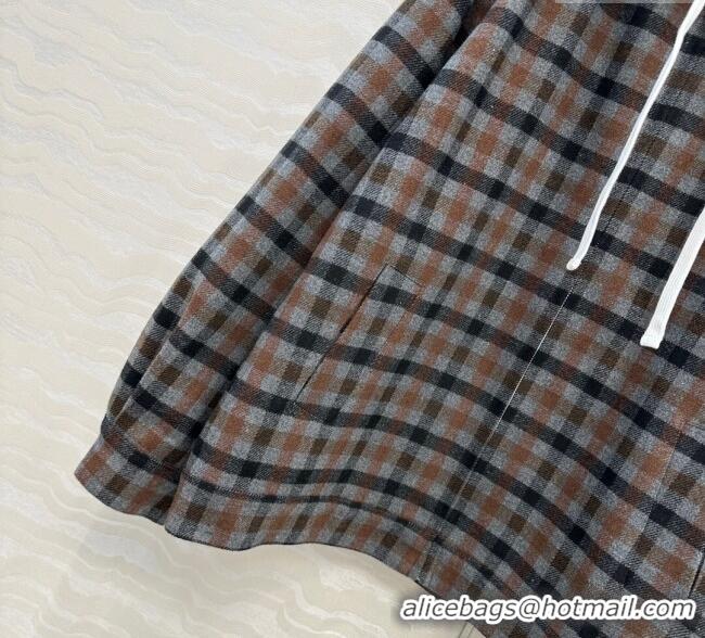 Market Sells Miu Miu Plaid Jacket with Hoodie MM101401 Blue/Brown 2025