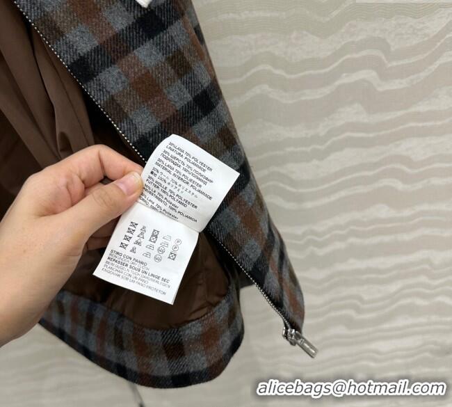 Market Sells Miu Miu Plaid Jacket with Hoodie MM101401 Blue/Brown 2025