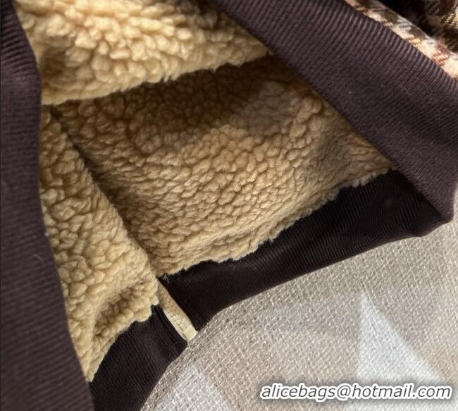 Promotional Miu Miu Wool Blend Plaid Jacket with Lining MM101402 Brown 2025