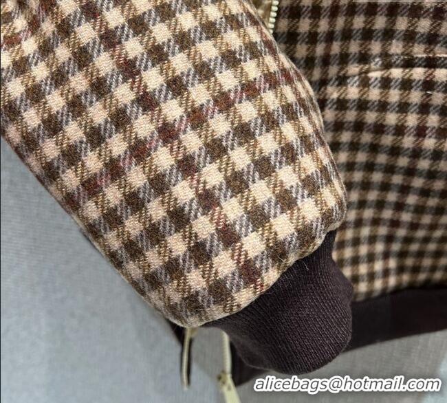 Promotional Miu Miu Wool Blend Plaid Jacket with Lining MM101402 Brown 2025