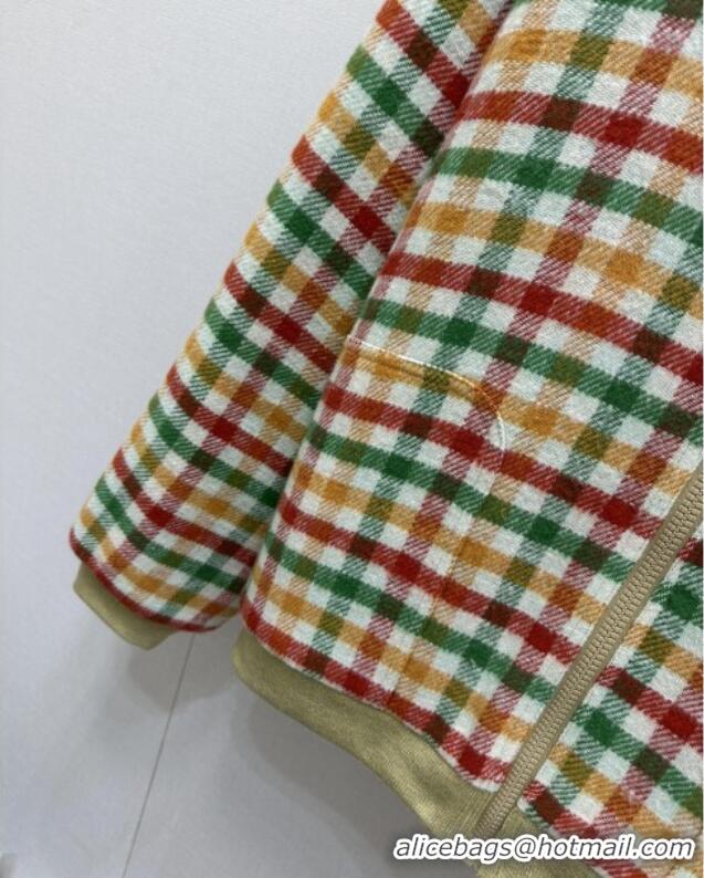 ​Luxury Cheap Miu Miu Wool Blend Plaid Jacket with Lining MM101402 Multicolor 2025