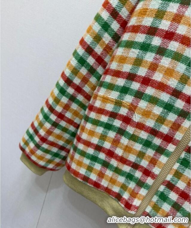 ​Luxury Cheap Miu Miu Wool Blend Plaid Jacket with Lining MM101402 Multicolor 2025