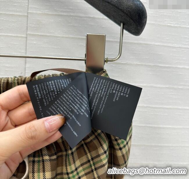 Luxury Cheap Miu Miu Cotton Plaid Mini Shorts MM101404 Brown/Yellow/Green 2025