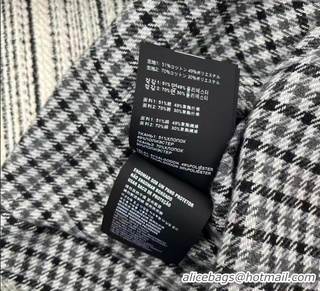 Top Quality Miu Miu Reversible Houndstooth Jacket with Hoodie MM101406 Black/Grey/White 2025