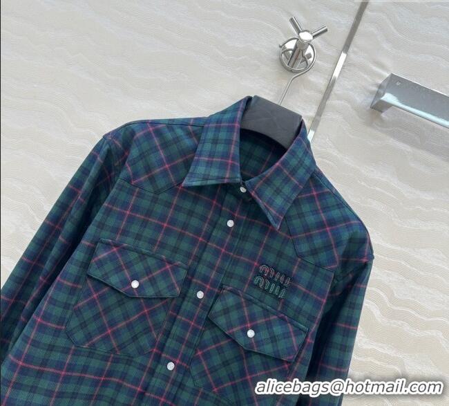 Grade Quality Miu Miu Plaid Shirt MM101407 Blue/Green/Red 2025