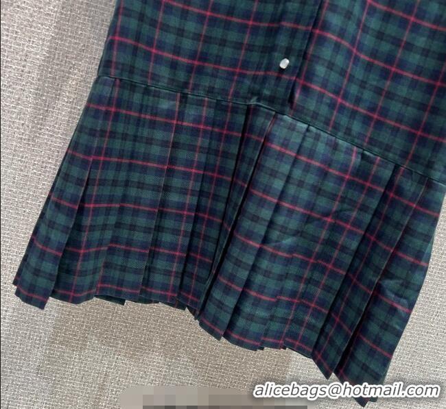 Best Price Miu Miu Wool Plaid Dress MM101407 Blue/Green/Red 2025