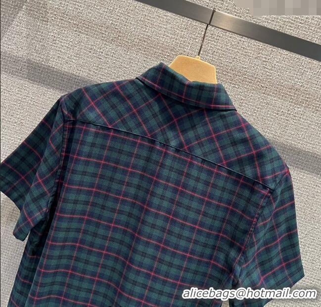 Best Price Miu Miu Wool Plaid Dress MM101407 Blue/Green/Red 2025