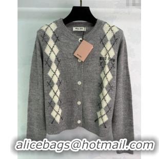 ​Top Grade Miu Miu Wool Mohair Cardigan MM101408 Grey 2025