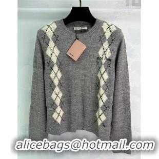 Luxury Cheap Miu Miu Wool Mohair Sweater MM101408 Grey 2025