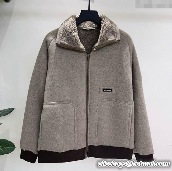 Miu Miu Shearling Blend Jacket MM101411 Grey 2025