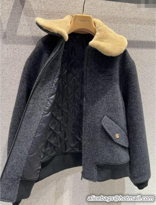 New Release Creation Miu Miu Wool Jacket MM101410 Dark Grey 2025
