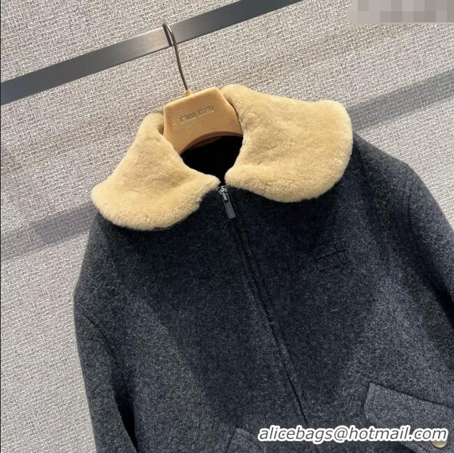 New Release Creation Miu Miu Wool Jacket MM101410 Dark Grey 2025