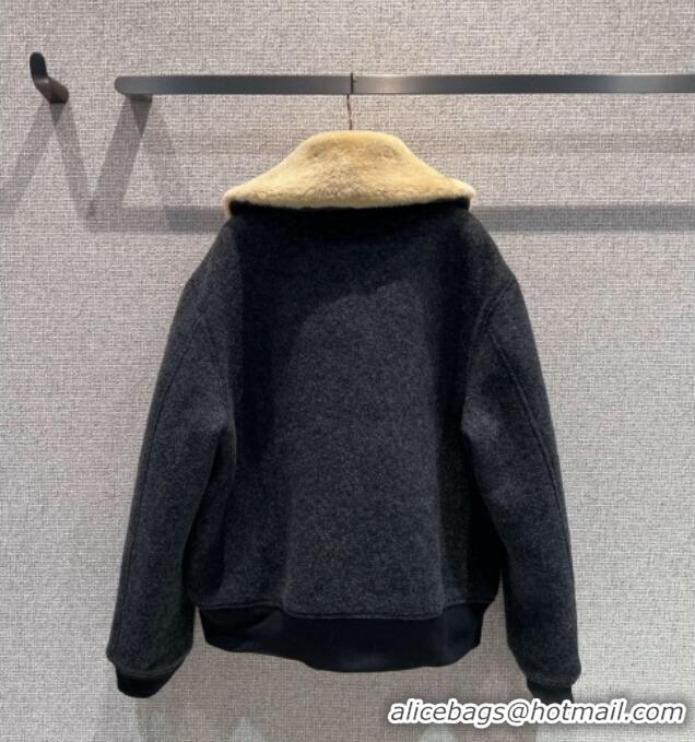 New Release Creation Miu Miu Wool Jacket MM101410 Dark Grey 2025