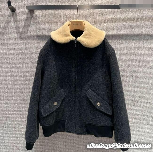 New Release Creation Miu Miu Wool Jacket MM101410 Dark Grey 2025