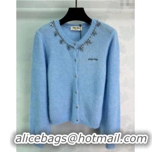 ​Good Taste Miu Miu Wool Cardigan with Strass MM101412 Blue 2025