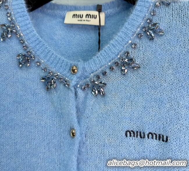 ​Good Taste Miu Miu Wool Cardigan with Strass MM101412 Blue 2025