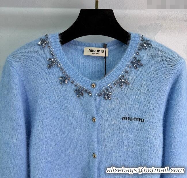 ​Good Taste Miu Miu Wool Cardigan with Strass MM101412 Blue 2025