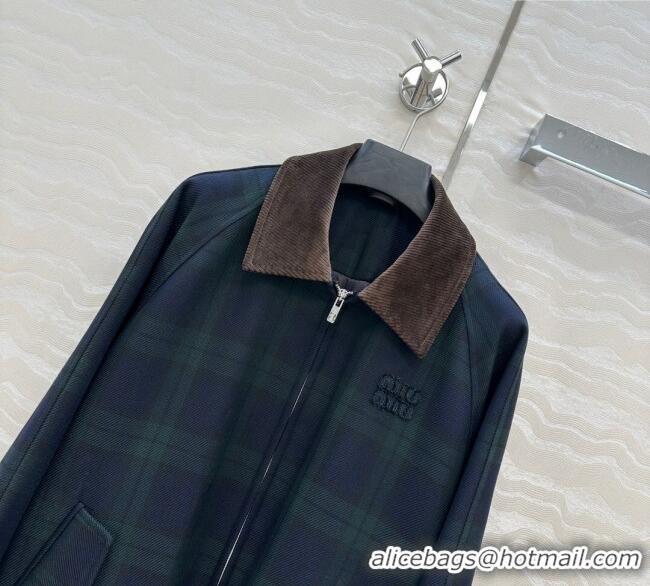 Traditional Specials Miu Miu Plaid Jacket MM101413 Blue/Green 2025