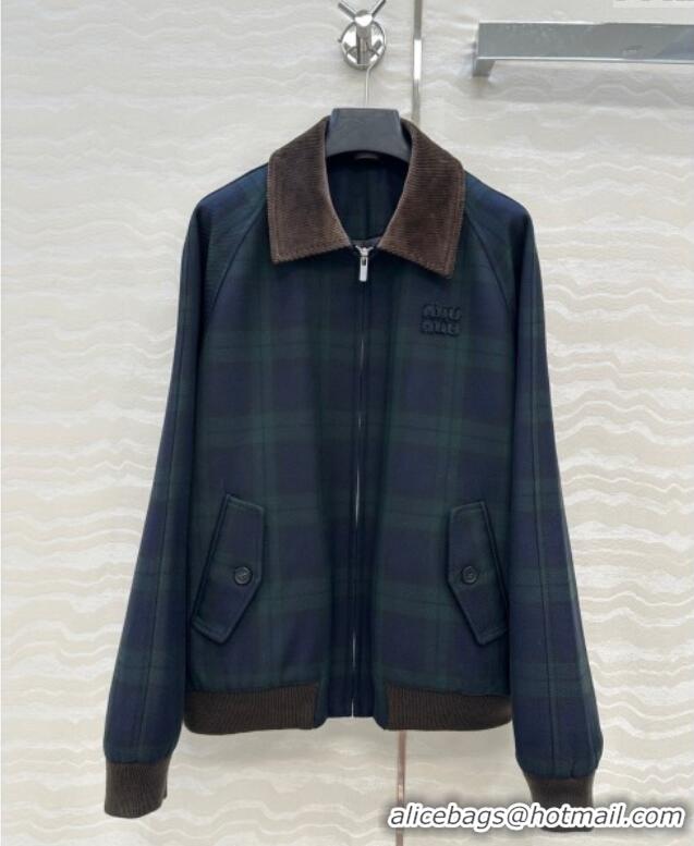 Traditional Specials Miu Miu Plaid Jacket MM101413 Blue/Green 2025