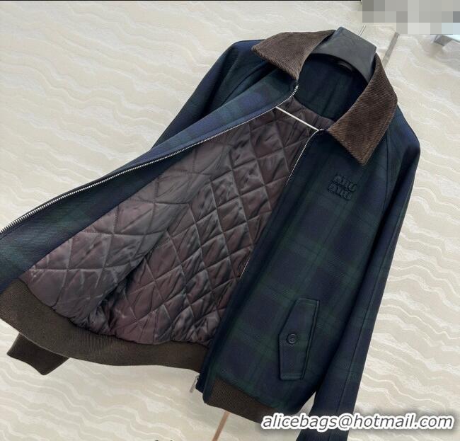 Traditional Specials Miu Miu Plaid Jacket MM101413 Blue/Green 2025