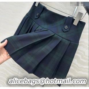Affordable Price Miu Miu Plaid Mini Skirt MM101413 Blue/Green 2025