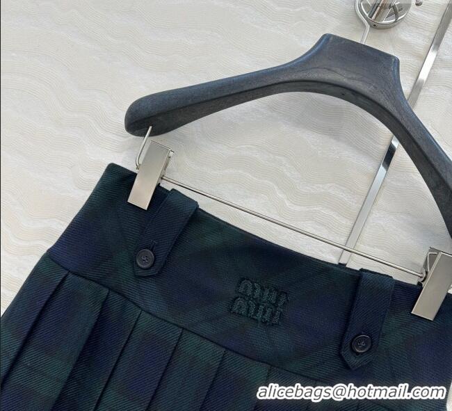 Affordable Price Miu Miu Plaid Mini Skirt MM101413 Blue/Green 2025