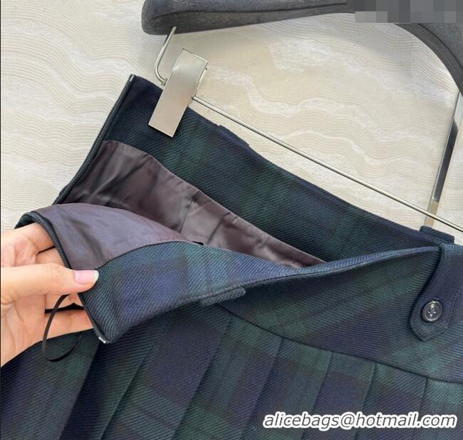 Affordable Price Miu Miu Plaid Mini Skirt MM101413 Blue/Green 2025