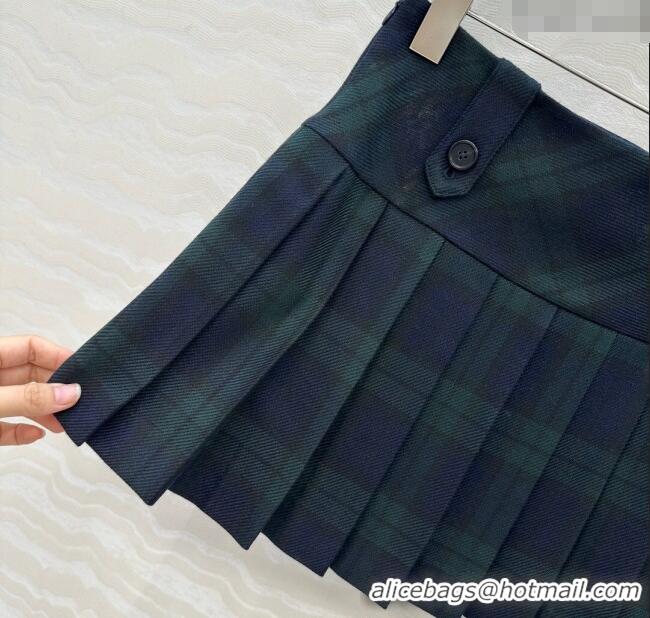 Affordable Price Miu Miu Plaid Mini Skirt MM101413 Blue/Green 2025
