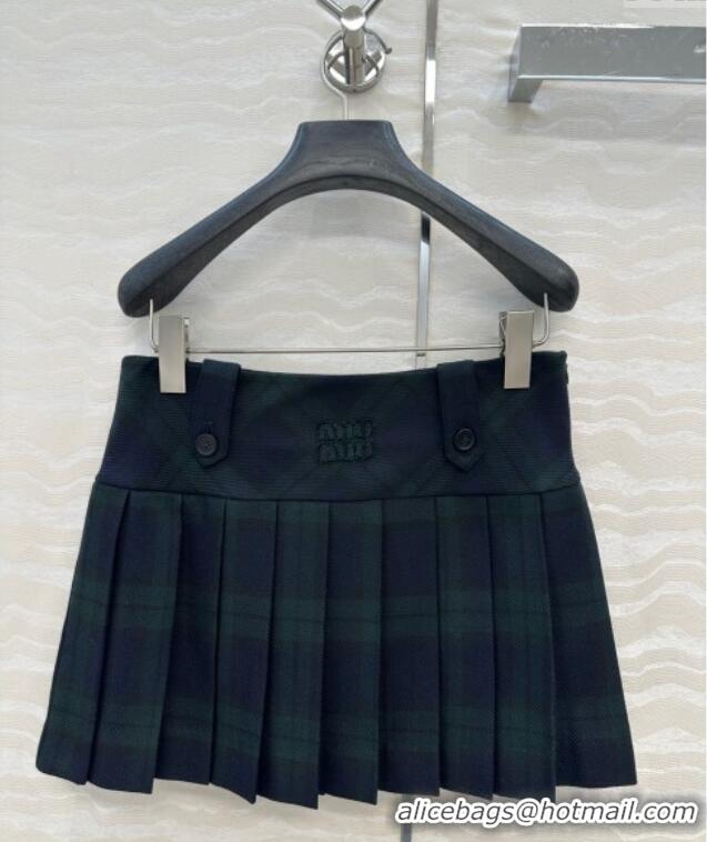 Affordable Price Miu Miu Plaid Mini Skirt MM101413 Blue/Green 2025