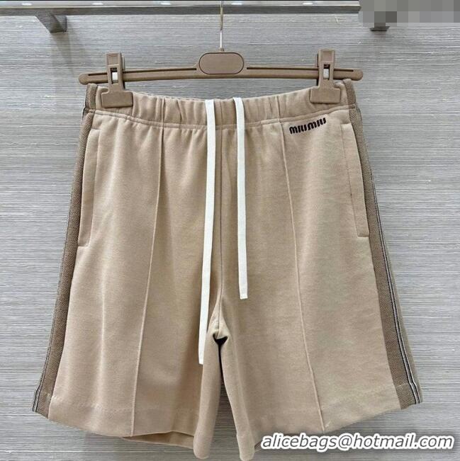 Shop Promotional Miu Miu Cotton Shorts MM101414 Beige 2025
