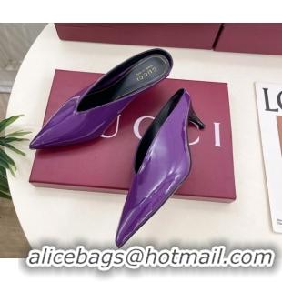Purchase Gucci 97 Heeled Mules 5.5cm in Patent Leather Purple 1021053