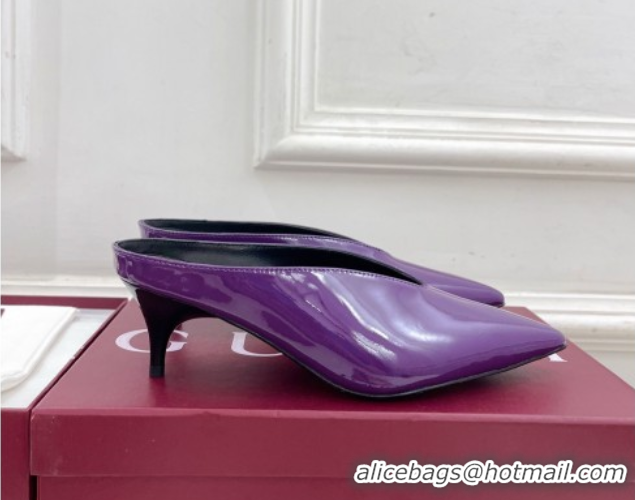 Purchase Gucci 97 Heeled Mules 5.5cm in Patent Leather Purple 1021053