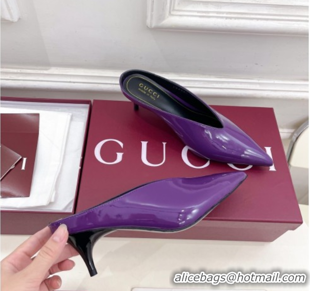 Purchase Gucci 97 Heeled Mules 5.5cm in Patent Leather Purple 1021053
