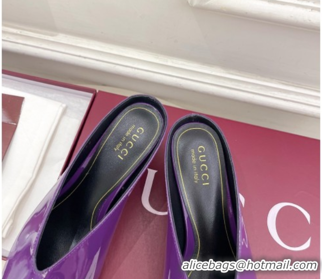Purchase Gucci 97 Heeled Mules 5.5cm in Patent Leather Purple 1021053