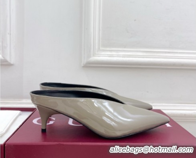 Classic Hot Gucci 97 Heeled Mules 5.5cm in Patent Leather Grey 1021056