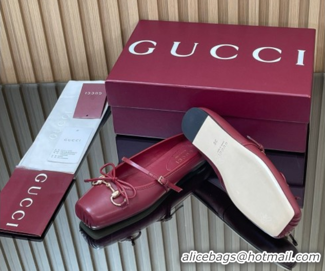Best Product Gucci Horsebit Flat Mules in Leather Red 1021064