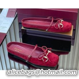 Top Grade Gucci Horsebit Flat Mules in Suede Red 1021065