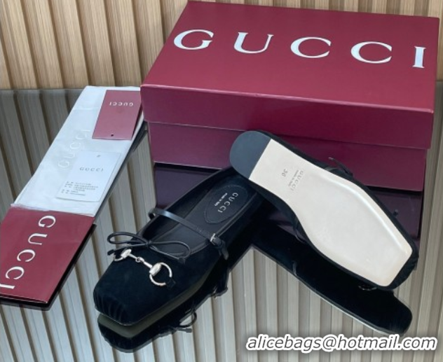 Good Quality Gucci Horsebit Flat Mules in Suede Black 1021066