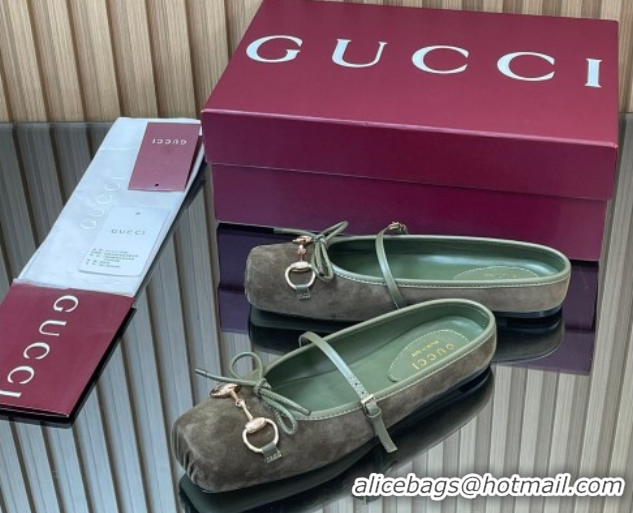 Unique Style Gucci Horsebit Flat Mules in Suede Green 1021067