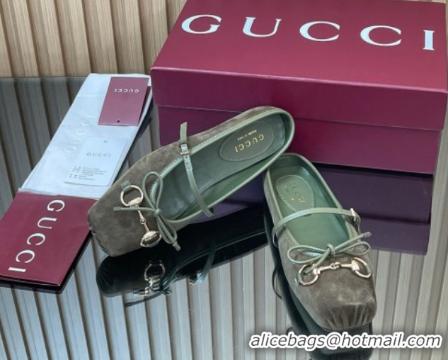 Unique Style Gucci Horsebit Flat Mules in Suede Green 1021067