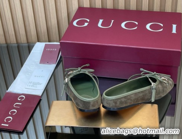 Unique Style Gucci Horsebit Flat Mules in Suede Green 1021067
