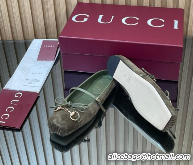 Unique Style Gucci Horsebit Flat Mules in Suede Green 1021067