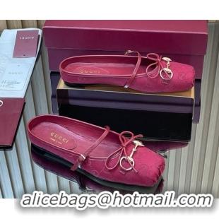 Shop Duplicate Gucci Horsebit Flat Mules in GG Canvas Red 1021070