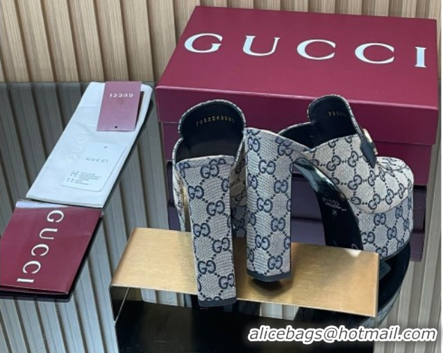 Luxury Gucci GG Canvas Platform Mule 13.5cm with Horsebit 835315 Grey 2025