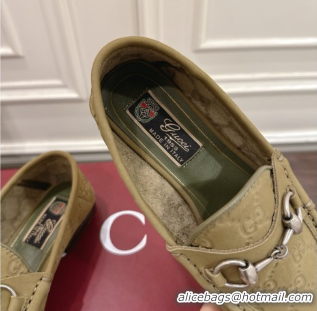 Sumptuous Gucci Gigi Loafers in GG Suede with Horsebit Green 1021082