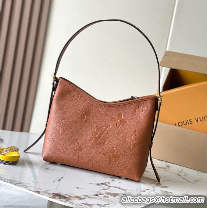 ​Best Price Louis Vuitton CarryAll PM Bag in Embossed Grained Cowhide Leather M11790 Cognac Brown 2025